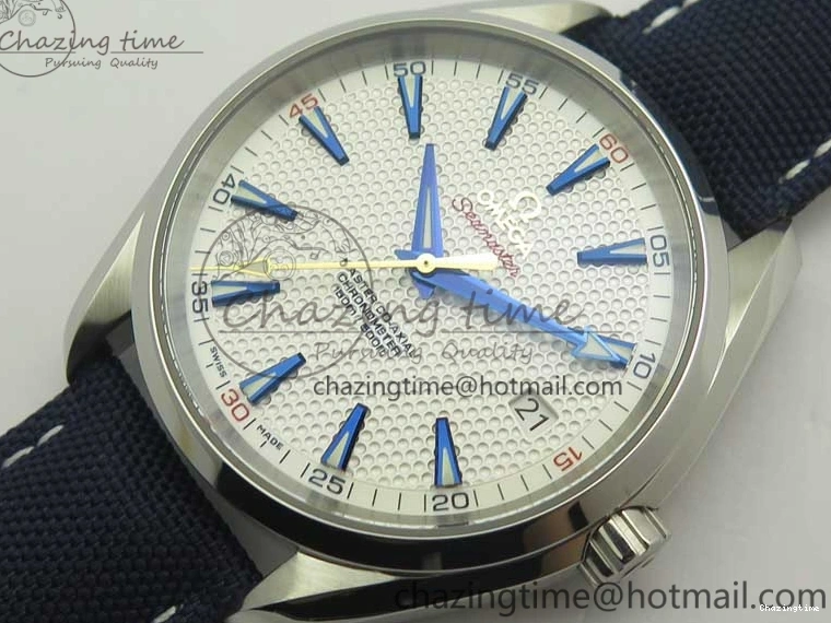 0426 EasyCare Aqua Terra Master Ryder Cup Edition VSF 1:1 Best Edition White Textured Dial on Blue Nylon Strap A8500 Super Clone 8016